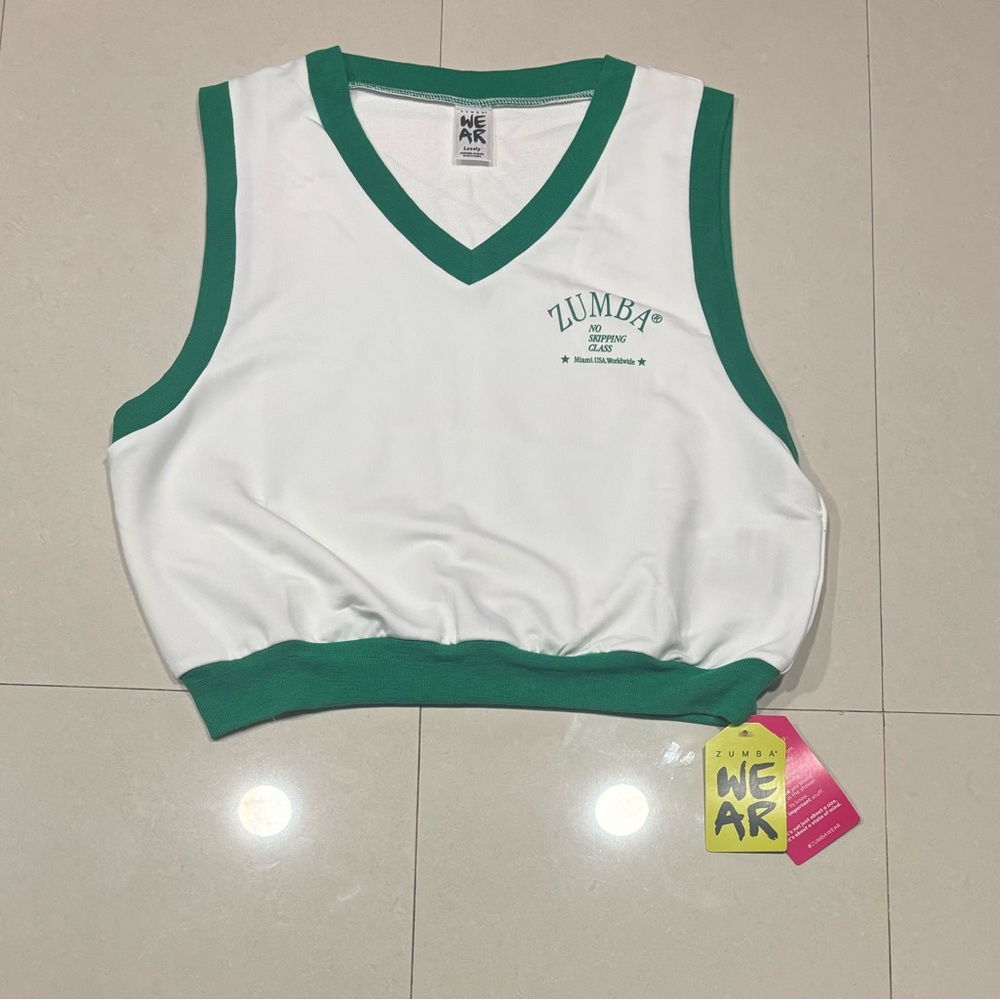 Zumba Fitness Green and White Crop Top